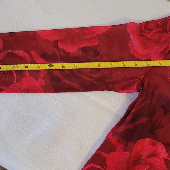 TAHARI red rose fitted  bodycon bodysuit attached black shaper liner snap - Picture 13 of 17